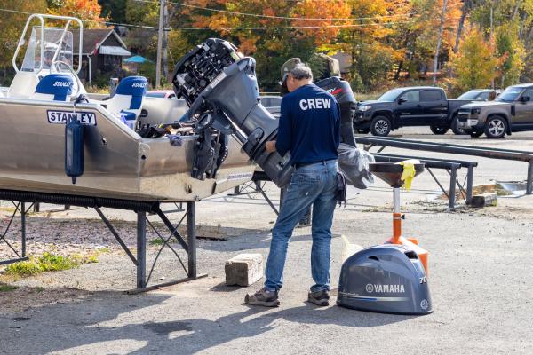 Marine Technician working on a Stanley Boat